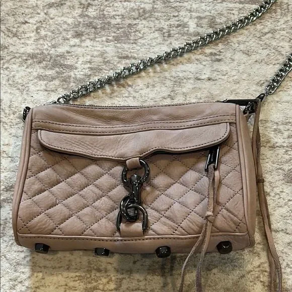 Rebecca Minkoff Quilted Tan suede Crossbody Bag - Picture 10 of 11